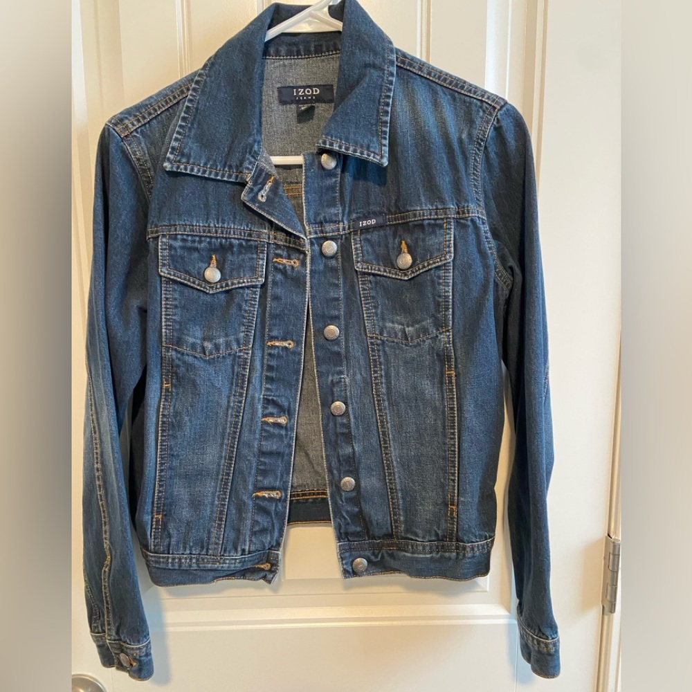 IZOD Jean Jacket Womens Small Petite Trucker Denim Jean Jacket